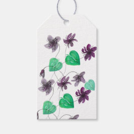 Betoverend wilde viooltjes watercolor patroon cadeaulabel