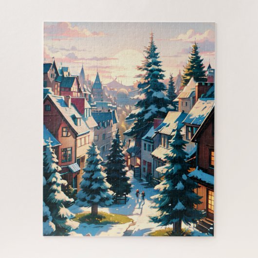 Betoverend Winterdorp Legpuzzel (Verticaal)