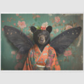 Betoverend zwart bloemig Beer decoupage Tissuepapier (Voorkant)