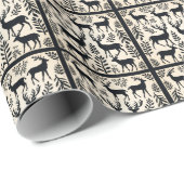 Betoverend zwart rendier silhouet cadeaupapier (Rol Hoek)