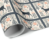 Betoverend zwart, silhouet rendier cadeaupapier (Rol Hoek)