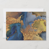 Betoverende Abstracte Blauwe Gouden Huwelijksjubil Kaart (Achterkant)