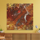 Betoverende Abstracte Donkerrode Goud Compositie Canvas Afdruk (Insitu (Woonkamer))
