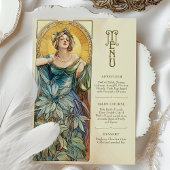 Betoverende Art Nouveau bruiloft zonovergoten Menu Kaart