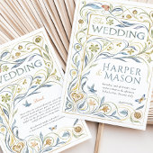 Betoverende Art Nouveau Floral & Fauna bruiloft Kaart