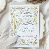 Betoverende Art Nouveau Floral & Fauna bruiloft Kaart