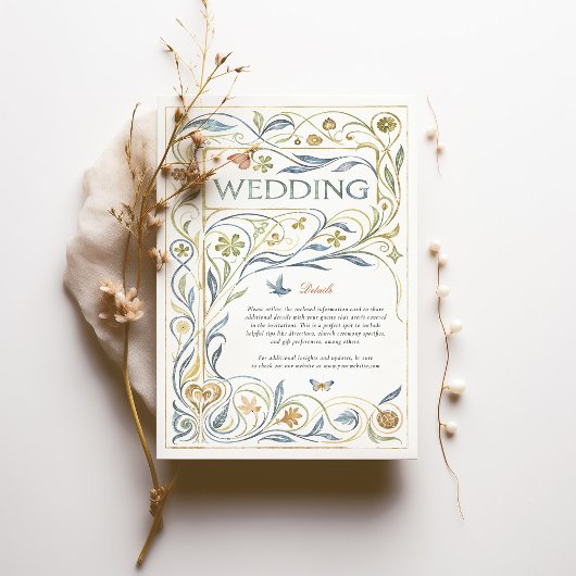 Betoverende Art Nouveau Floral & Fauna bruiloft Kaart