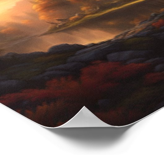 Betoverende baai Een prachtig herfstlandschap Poster (Hoek)