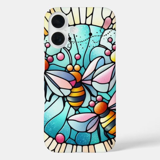 Betoverende Bijen Glas-in-Lood Effect Case-Mate iPhone Case (Achterkant)