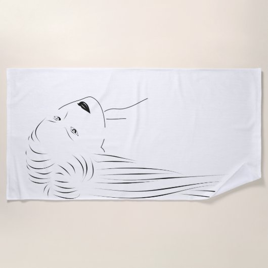 Betoverende Black Line Art Vrouw Visual Strandlaken (Voorkant)