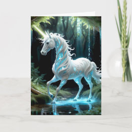 Betoverende, blauwe en witte eenhoorn die in een s kaart