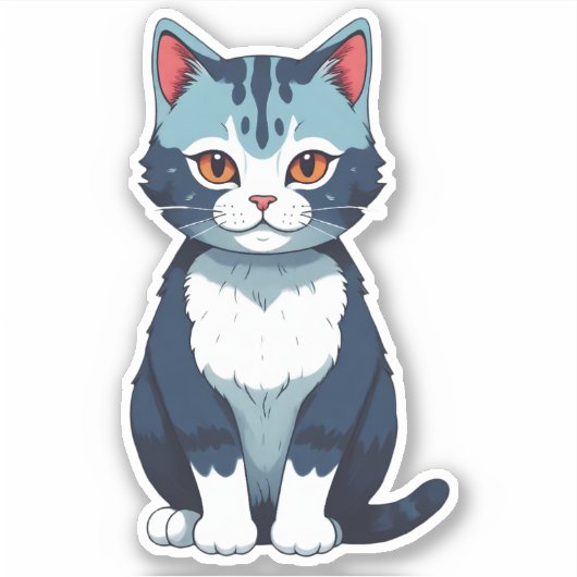 Betoverende Blauwe Kattenblik Sticker (Voorkant)