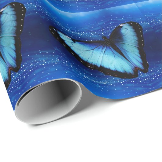 Betoverende blauwe vlinder cadeaupapier (Rol Hoek)