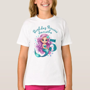 Betoverende Blauwgroen Mermaid Fantasy Verjaardag T-shirt