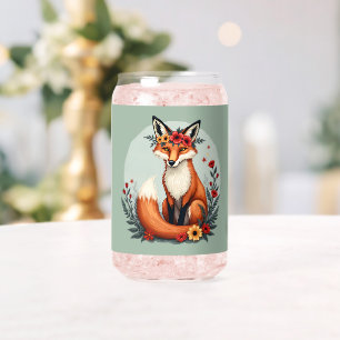 Betoverende bloemennepvos-houtland-folkart blikvorm glas