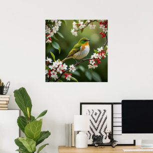 Betoverende Bloemenvogel Poster