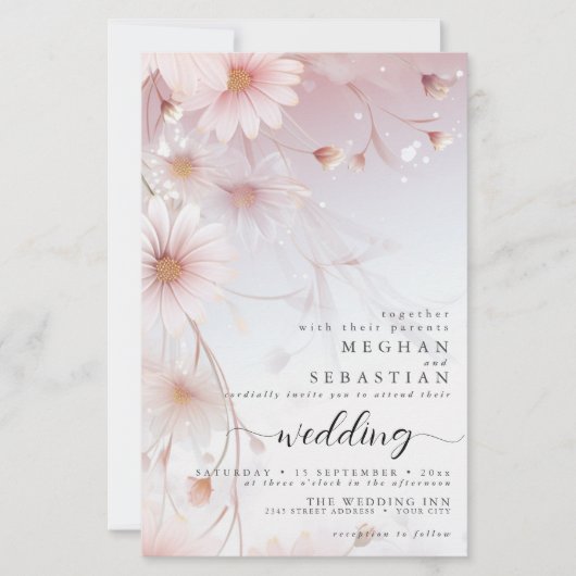 betoverende blush roze bloemenbruiloft (Voorkant)