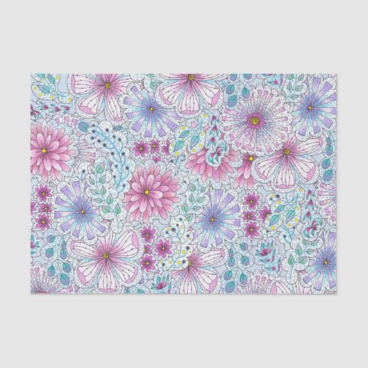 Betoverende Boheemse weidebloemen en gebladerte Tissuepapier (Voorkant)