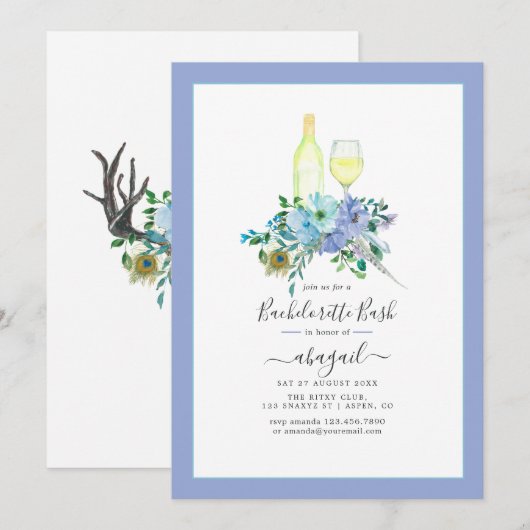 Betoverende Boho Wijn Bachelorette Feest Kaart (Voorkant / Achterkant)