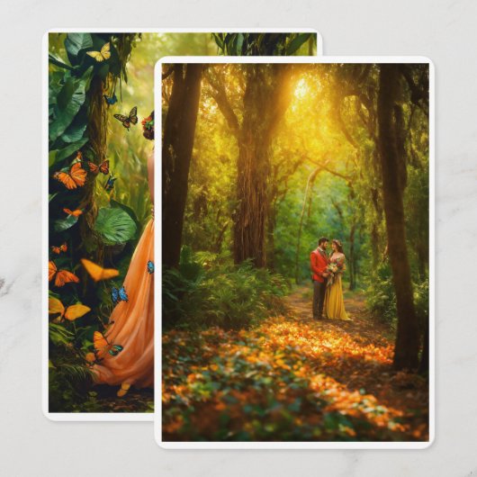 betoverende bos bruiloft Kaart (Voorkant / Achterkant)