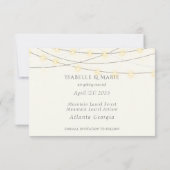 Betoverende bos bruiloft lichten paddestoelen jong save the date (Achterkant)