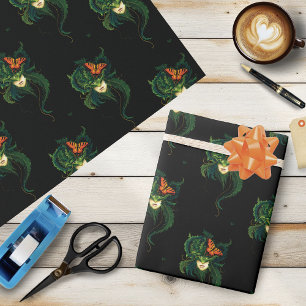 Betoverende Bos Dryade Vrouw Vlinder Fantasie Cadeaupapier