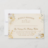 Betoverende botanische krans online bruiloft websi RSVP kaartje (Voorkant)