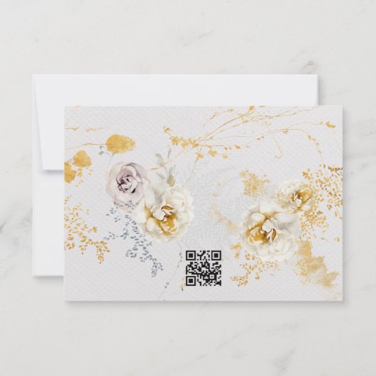 Betoverende botanische krans online bruiloft websi RSVP kaartje (Achterkant)