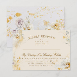 Betoverende botanische krans online bruiloft websi RSVP kaartje