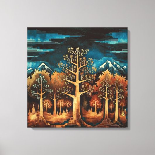 Betoverende bruine herten in Fractal Forest Waterv Canvas Afdruk (Voorkant)