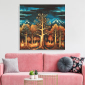 Betoverende bruine herten in Fractal Forest Waterv Canvas Afdruk (Insitu (Woonkamer))