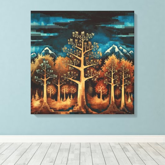 Betoverende bruine herten in Fractal Forest Waterv Canvas Afdruk (Insitu (Houten vloer))