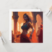 betoverende buikdanseres kaart (Voorkant / Achterkant in situ)