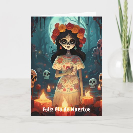 🌹Betoverende Catrina Die de Muertos 🌹 Feestdagen Kaart (Voorkant)