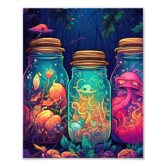 Betoverende champignonpotten - Hyperkleurrijk Foto Afdruk (Voorkant)