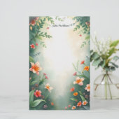 Betoverende charmante tuin met levendige bloesems briefpapier (Staand voorkant)