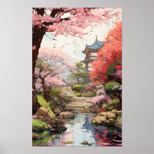 Betoverende Cherry Blossom Tuin Studio Ghibli-Ins Poster