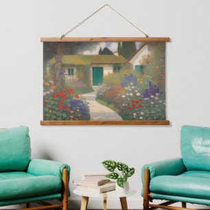 Betoverende Cottage Landscape Painting Hangend Wandkleed
