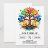 Betoverende digitale boom verjaardag kaart (Voorkant / Achterkant)