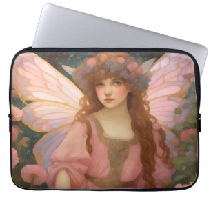 Betoverende dromen: een grillig roze sprookjesport laptop sleeve