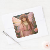 Betoverende dromen: een grillig roze sprookjesport vierkante sticker (Envelop)