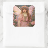 Betoverende dromen: een grillig roze sprookjesport vierkante sticker (Tas)