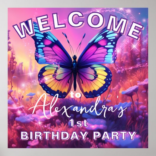Betoverende dromerige magische vlinder verjaardag poster (Voorkant)