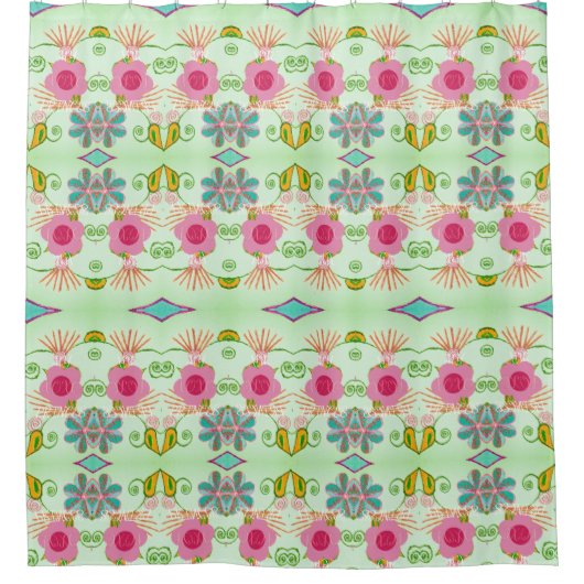 Betoverende eclectische tuin: diverse bloemen scho douchegordijn (Voorkant)