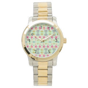 Betoverende eclectische tuin: diverse bloemen scho horloge
