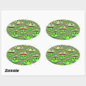 Betoverende eclectische tuin geruite bloemige scho ovale sticker (Vel)