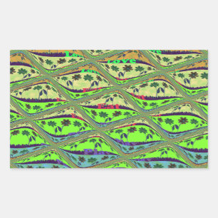 Betoverende eclectische tuin geruite bloemige scho rechthoekige sticker