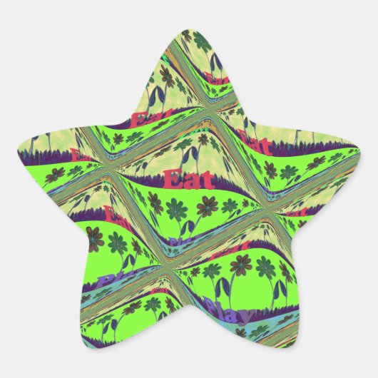 Betoverende eclectische tuin geruite bloemige scho ster sticker (Voorkant)