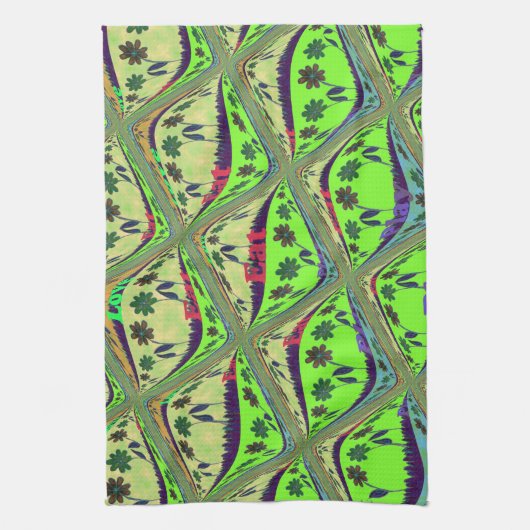 Betoverende eclectische tuin geruite bloemige scho theedoek (Verticaal)