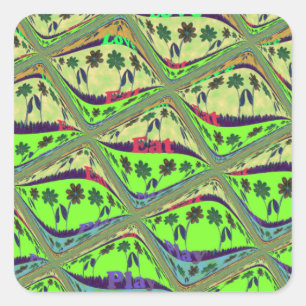 Betoverende eclectische tuin geruite bloemige scho vierkante sticker